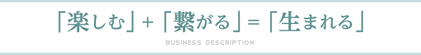 「楽しむ」+「繋がる」=「生まれる」